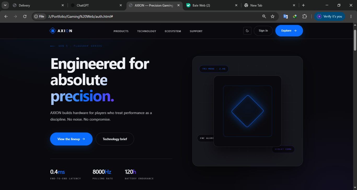 Gaming website preview